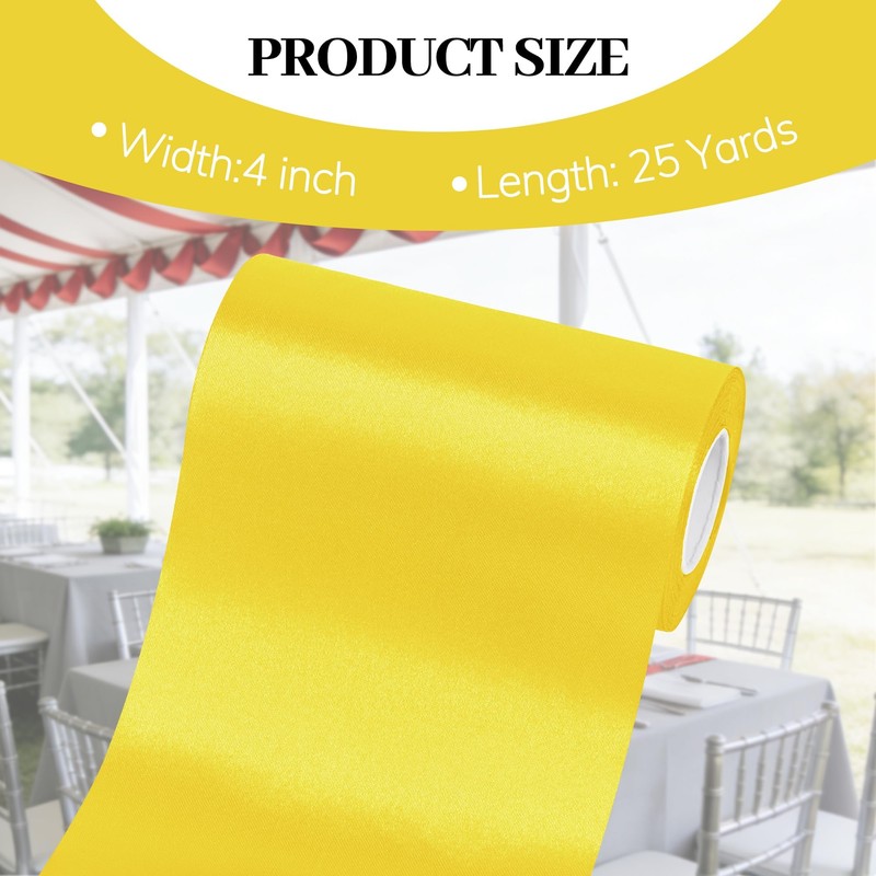 Yamkim Wide Yellow Satin Ribbon 4 Inch X 25 Yards