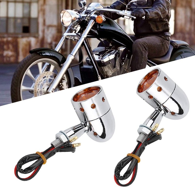 Hlyjoon 2Pcs Moto Turn Signal Light LED Retro Motorcycle Turning