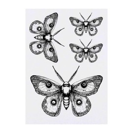 4 x 'Gothic Moth' Temporary Tattoos - Water Resistant, Skin-Safe, Non-Toxic Transfers, Mixed Sizes (TO00084462)