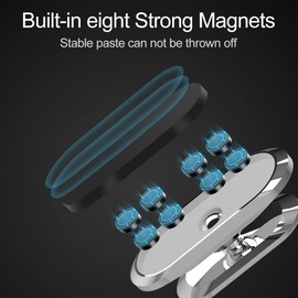 [3 Pack] Car Magnetic Phone Mount, TIQUS Upgrade 8X Magnets Strong Magnet Cell Phone Holder,Dashboard 360° Rotation & Degrees View with 3 PCS Black Metal Plate, Compatible for All Smartphone and Cellphone Silver