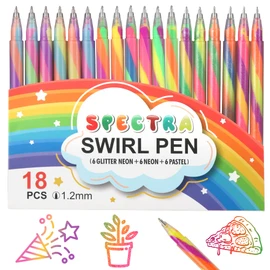 LIULIUCAI 18 Pack Mixing of 3 Colors Rainbow Gel Pens (Glitter/Neon/Pastel), Magic Color Changing Pen, Fun Swirl Ink Gel Pens for Adults Coloring Books Drawing Doodling Scrapbooking Notes ﻿ ﻿