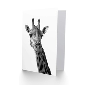 Wee Blue Coo BLACK WHITE GIRAFFE PORTRAIT FACE BIRTHDAY BLANK GREETINGS CARD