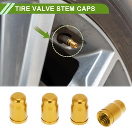 HOPESPANNER Tire Valve Stem Caps Decorative Gold Tone Polished Surface Tyre Valve Dust Covers 7x16mm Aluminum Alloy 4 Pcs