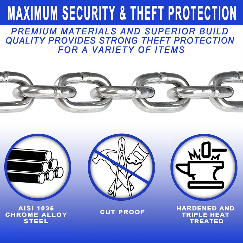 DocksLocks 8mm Security Chain Lock Set (3', 6' or 10')