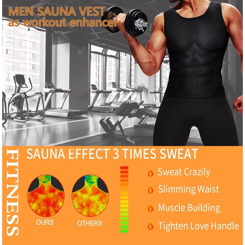 BODYSUNER Sauna Suit Sweat Vest Workout Tank Top for Men