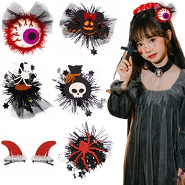 Halloween Hair Clips, Set of 6, Skull Witch Hat, Spider, Devil, Pumpkin, Halloween Costume, Hair Ornament, Halloween Hairpin, Cosplay, Costume, Hair Accessory, For Children and Adults
