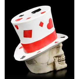 Figuren Shop GmbH Gothic Skull with Colourful High Cylinder Casino Jack Fantasy Decorative Item Hand Painted