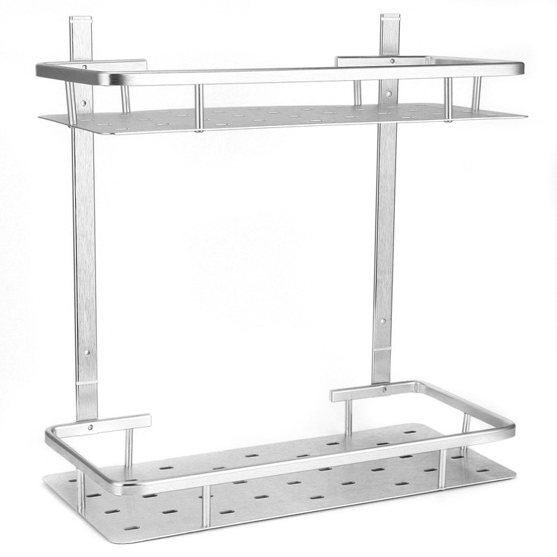 Space Aluminum Bathroom Shelf RustProof Shower Rack Kitchen Storage Basket