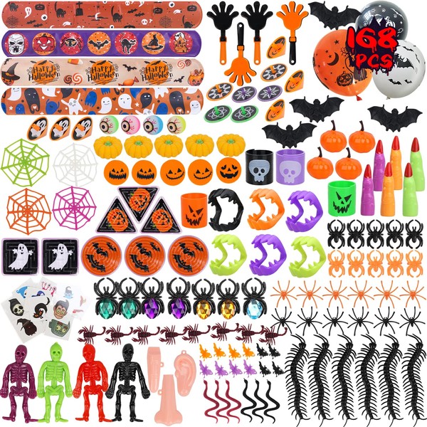 TOY Life Halloween Party Favors 168 Pcs Kids Party Favor Halloween Treats Toys in Bulk Goodie Bags Stuffers Return Gifts for Kids Birthday Party Favor Halloween Trick or Treat Classroom Party Supplies