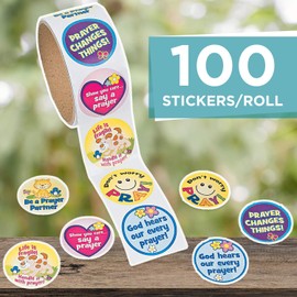 Fun Express - Prayer Stickers - 100 ct - Stationery - Stickers - Stickers - Roll - 1 Piece