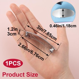 Joez Wonderful French Hair Barrettes, 3 Inch Silver Oval Hair Clips, Metal Large Barrette for Women, Vintage Formal Hair Accessories for Wedding, Prom, Long Hair, Thick Hair (Silver)
