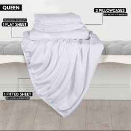 Utopia Bedding Queen Sheet Set - Brushed Microfiber - Soft Bed Sheets for Queen Size Bed Set - Luxury Bedding Sheets with Fitted Sheet, Flat Sheet & 2 Pillow Cases - Deep Pocket (White)
