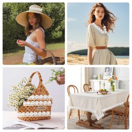 Zimoer 10 Yard Lace Ribbon Flowers White, 4 mm Decorative Ribbon Lace Trimming, Lace Flower Applique, for DIY Dress Decoration, Sewing Craft, Wedding Dress, Embellishment