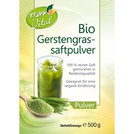 KOPP Vital® Bio-Gerstengrassaftpulver | 500 g | Bio-zertifiziert | Vegan | ohne Gentechnik | Laktosefrei | Höchste Qualität
