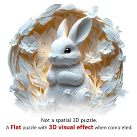KAAYEE Wooden Puzzles for Adults, 3D Vision Effect Paper Rabbit Wooden Jigsaw Puzzles Unique Shape Advanced Wood Puzzle Adult, 3D Effect Flat Puzzle Birthday Gifts Family Game (8.5 * 8.3in 100pcs)