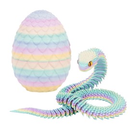 3D Printed Snake with Egg Crystal Dragon Fidget Toys Inside Articulated Mystery Snake in Egg Flexible Joints Animals Surprise Eggs Adults Executive Desk Home Office Decor Easter (Matte/Colorful02)