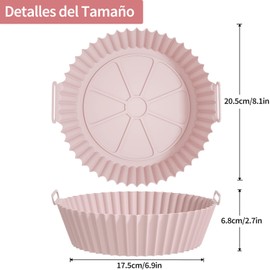 KIKIGOAL Molde Silicona para Freidora de Aire, 2 Piezas Olla Reutilizable, 6.9in Bandeja para Horno