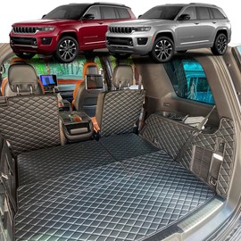 7DEEKEI Cargo Mat for 2021-2025 Jeep Grand Cherokee L (3rd-Row Power Folding Seats) Trunk Mat and Rear Backrest Mat Cargo Liners All Weather Anti-Slip