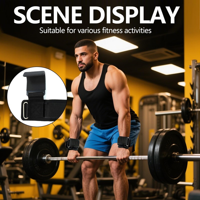 Weight Lifting Hooks Pair Wrist Supports Non-Slip for Gym Grips