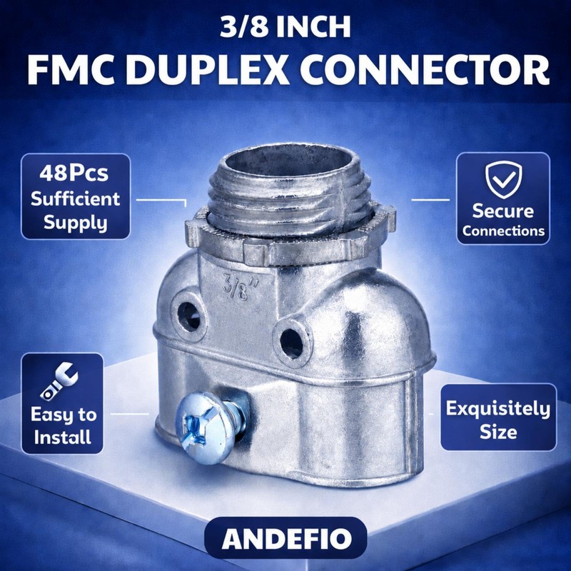 Tandefio 3/8" Flexible Conduit Metal Duplex Connector for Flex/AC/NM Sheathed