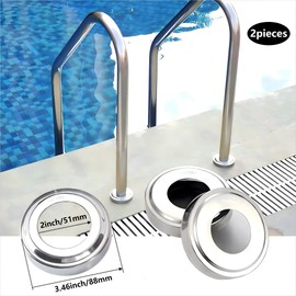 Pool Ladder Escutcheon Plates, Cover Plates & Trim Rings for 1.9" Inner Diameter Tubing – Fits Pool Handrails & Covers for Inground Pools (2, ss)
