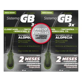 Pack X2 Sistema Gb 3x Anticaída Para Hombre C/u De 60 Ml