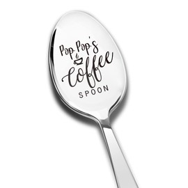 Pop Pop's Coffee Spoon Engraved Stainless Steel Funny, Papa Gifts, Best Teaspoon Coffee Spoon Gifts for Grandpa Dad Birthday Fathers Day Christmas