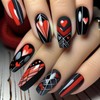 Heart Press on Nails Valentine's Day Fake Nails Black Red