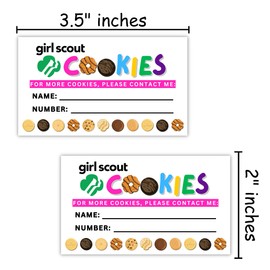 Scout Cookie Reorder Business Card 50 pk 2 x 3.5” for Cookie Selling Season Girl Troop Leaders Hang on Neighbors Door to Door Girl Sales