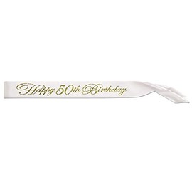 Glittered Happy 50th Birthday Satin Sash