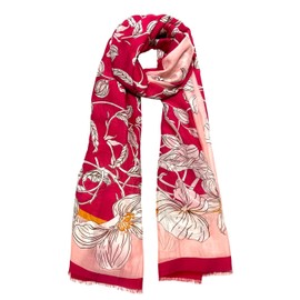 Humble Hilo Vector Art Fashion Scarf (Pink Floral, Medium)