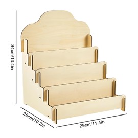 GBKDQQ Wooden Card Stand with 4 Tier Display Stand, Presentation Stand, Postcard Stand, Greeting Card Stand, Self-Installing Business Card Stand, Sticker Display Stand