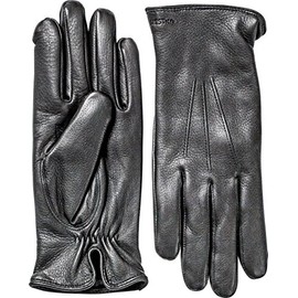 Hestra Mens Leather Gloves - Norman Cold Weather Wool Lined Winter Gloves - Black - 7