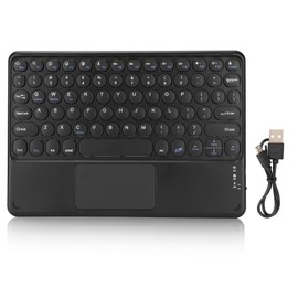 10in Wireless Bluetooth Touchpad Keyboard Retro Round Keycap Ergonomic Magnetic Support Touch Gestures for Windows for IOS Black