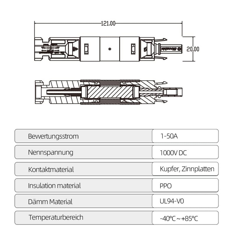 Slocable Solar Fuse Holder Connection, 10 A IP68 Waterproof 1000