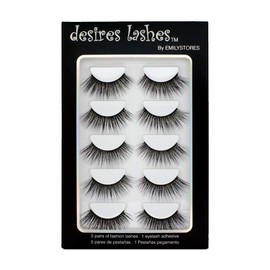 DESIRES LASHES By EMILYSTORES Natural Lashes 3D Layered Effect Fake-Mink Eyelashes Multipack 5Pairs, Glamorous
