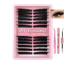 Cluster Lashes Lash Extension D Curl 100D 216Pcs Lash Clusters Individual Lashes Soft DIY Eyelash Extensions Mixed Tray Eyelash Clusters Easy Diy Lash Natural Look (100D-0.07D,8-16mm)