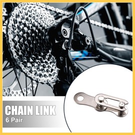 REPAIROCK 6 Pair Single Speed Silver Tone Chain Master Link Joint Clips Connectors Bicycle Missing Link Reusable Speed Chain for Bike MTB Repair Parts Auto Replacement Parts