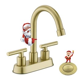 YardMonet Bathroom Faucet, 2-Handle Bathroom Sink Faucet Gold Bathroom Faucets, 4-Inch Centerset Bathroom Sink Faucet with Pop Up Drain and Water Supply Lines Bathroom Faucet Gold