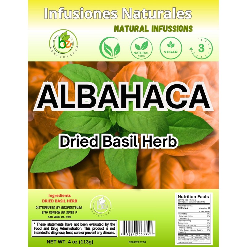 Albahaca Seca para Té y Condimento(Dried Basil Leaves – 4