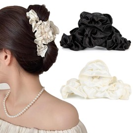 Cloud Hair Clip for Women,Silk Hair Claw Clips High Cranial Crest, Large Banana Jaw Clip Strong Hold, Barrettes Nonslip,Hair Accessories Set Birthday Wedding Gift for Thick Thin Curly Hair (2 PCS)