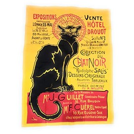 Towel - Tea Towel - Chat Noir Sale Hotel Douot Collection - Yellow and Black - 44 x 62 cm - 100% Cotton