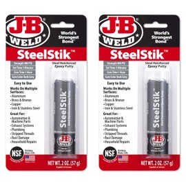 J-B Weld SteelStik, 1 Hour Cure, Steel Reinforced Epoxy Putty Stick - 2 Pack, Dark Grey (8267-2)
