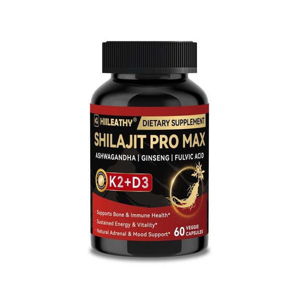 HIILEATHY Optimal Shilajit PRO MAX – 60 Capsules with Essential