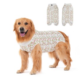 DoggieKit Dog Surgery Recovery Suit,Dogs Recovery Suits for Female and Male,Dog Surgical Suit,Surgical Vest for for Small Medium Large Dogs (White-cherry, L)