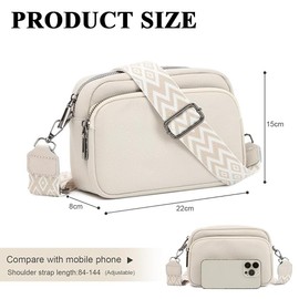 AiNinXun Leather Shoulder Bag Women's Small Bag Women Crossbody Bag Handbag Modern Small Bag with Wide Shoulder Strap Cross Body Bag Women Crossover Bag Body Bag Women's Cross Bag Shoulder Bag, White
