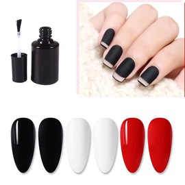 Lokusel 6 PCS 15ML Glass Nail Polish Bottles,Refillable Empty Nail Polish Bottles Containers with Brush Cap for Nail Art(Matte black