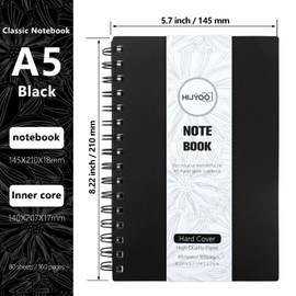 Notebook A5, 3 Pack A5 Notepad Wirebound Spiral Notebooks 80 Sheets/160 Pages for Writing, 80GSM Paper, PVC Cover, Lined Journal for Women Men Work Office School, 14.5 x 21cm-Black