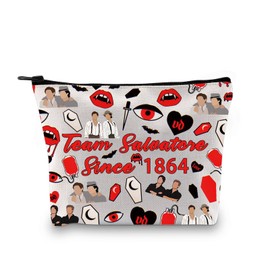 Vampire TV Show Inspired Makeup Bag Team Damon Stefan Salvatore Since 1864 Cosmetic Bag TVD Merchandise Gift (Team Damon)