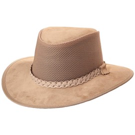 American Hat Makers Breeze Leather and Mesh Sun Hat for Men and Women — Latte, X-Large